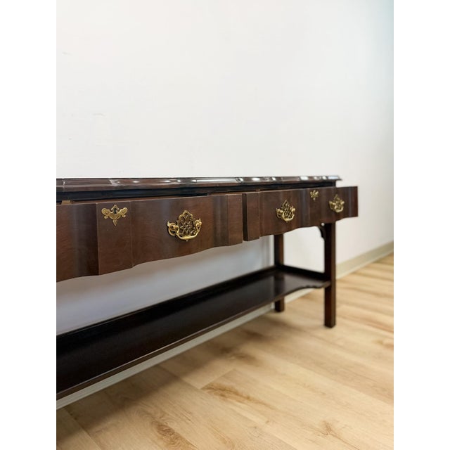 Vintage Console Table Harden Traditional Brass Pulls Hall Entry Table Sofa Table For Sale - Image 12 of 14