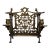 Antique 19th C. Polish Brass Bench Menorah Hanukkah Lamp Lions Birds Openwork For Sale