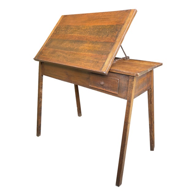 Midcentury Drafting Desk With Adjustable Writing Surface For Sale