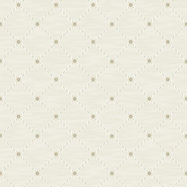 SAMPLE - Boråstapeter Golden Trellis Wallpaper In Parchment And Gold For Sale