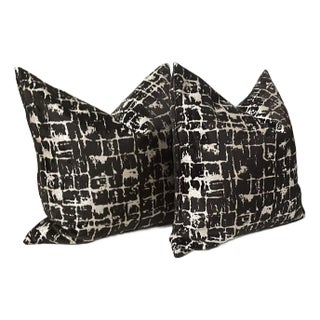Ebony Black & Ivory Hollywood Glam Pillows- Set of 2 For Sale