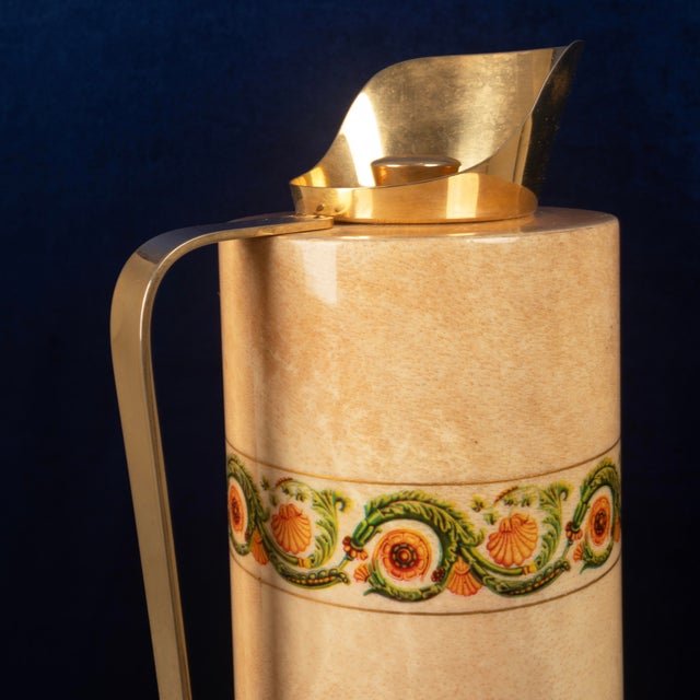 Metal Goatskin Parchment Mod. 1157D Thermos with Decorative Frieze from Aldo Tura, 1970s For Sale - Image 7 of 18
