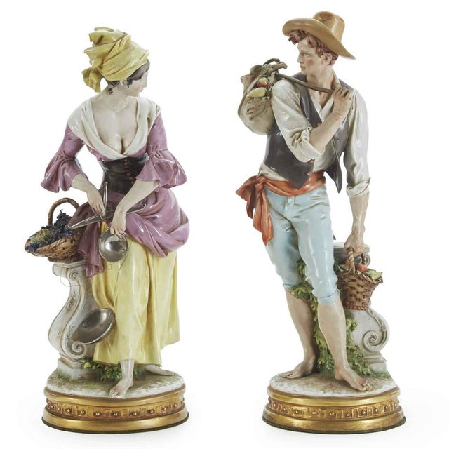 Rural Figures in Polychrome Porcelain by Giuseppe Cappè, 1960s, Set of 2 For Sale - Image 13 of 13