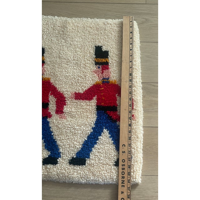 MCM Scandinavian Design Christmas 1970's Rya Style Latch Hook Rug Danish Soldiers For Sale - Image 4 of 10