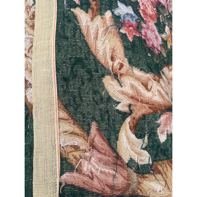French-Aubusson-Style Tapestry, Floral Motif on Green and Cream Ground For Sale - Image 4 of 6