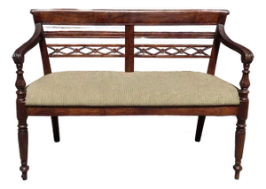 Early 20th Century Edwardian Carved Walnut and Upholstered Settee