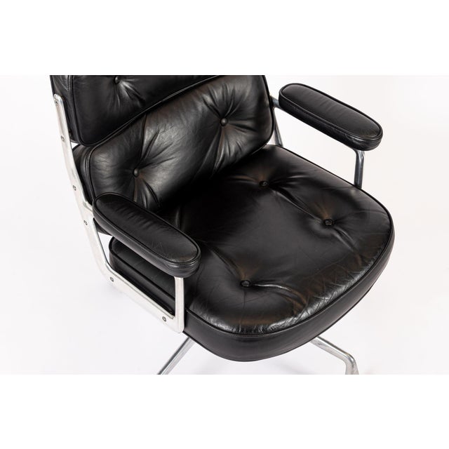Black Pair Eames Herman Miller Time Life Black Leather Office Chairs 1980s For Sale - Image 8 of 17