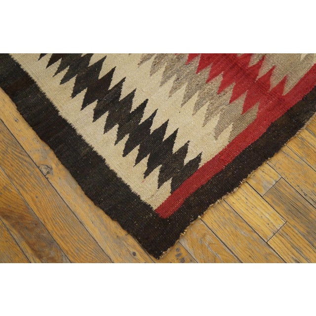 Early 20th Century 1930s Multicolor Stripe Antique American Navajo Eye Dazzler Rug '1" X 4'7" Flatweave Wool Carpet For Sale - Image 5 of 6
