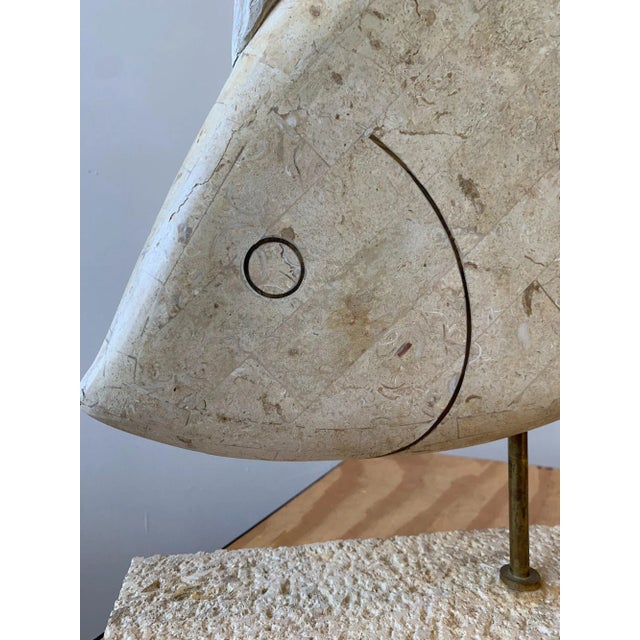 Maitland - Smith Vintage Large Scale Maitland-Smith Attributed Tessellated Stone and Coral Fish Sculpture For Sale - Image 4 of 12