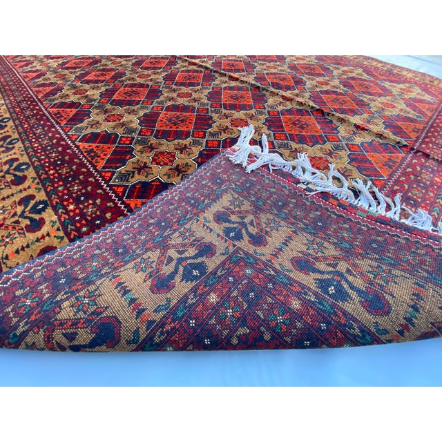 Handmade Ersari Turkmen Rug With Lattice Gul Pattern – 6.6×9.9ft For Sale - Image 6 of 6