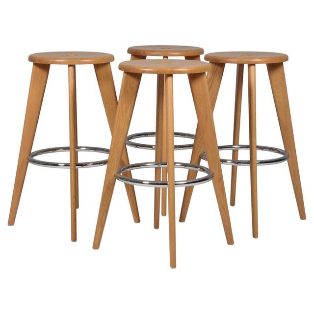 Brown Dark Oak Bar Stool by Jean Prouvé for Vitra, 2010s For Sale - Image 8 of 8