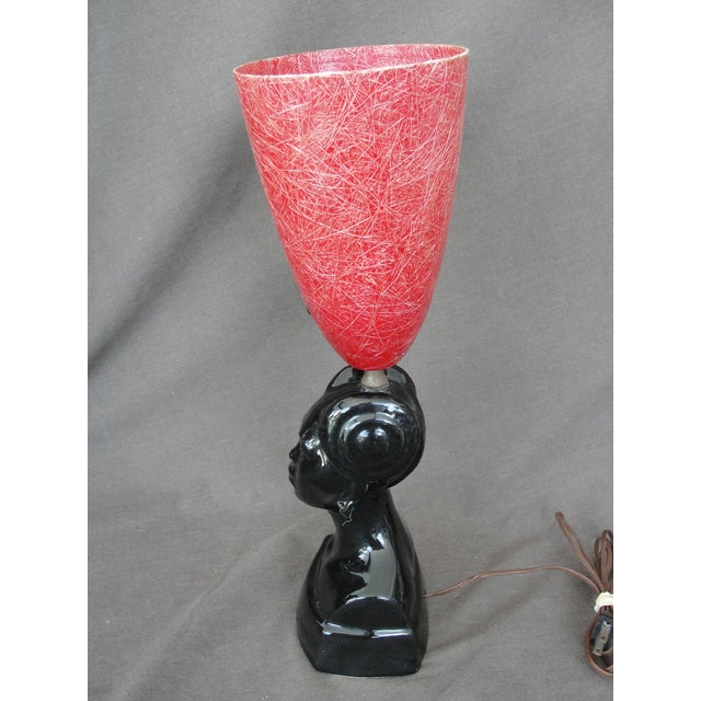 African Princess Black Ceramic Table Lamp | Chairish