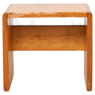 Pine Wood Stool attributed to Charlotte Perriand for Les Arcs, 1950s For Sale