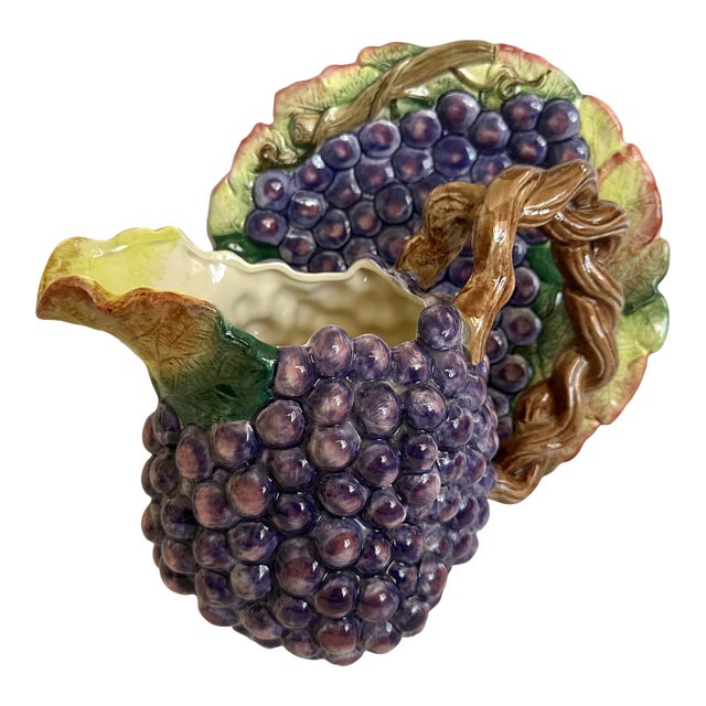 Fitz & Floyd Grape Pitcher W/Matching Cake Plate-a Pair For Sale