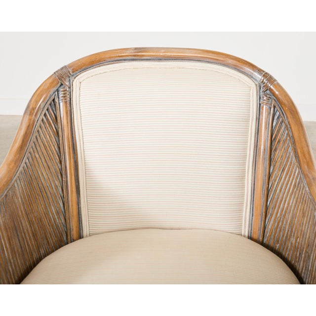 Late 20th Century Pair of McGuire Style Organic Modern Rattan Barrel Chairs For Sale - Image 5 of 12