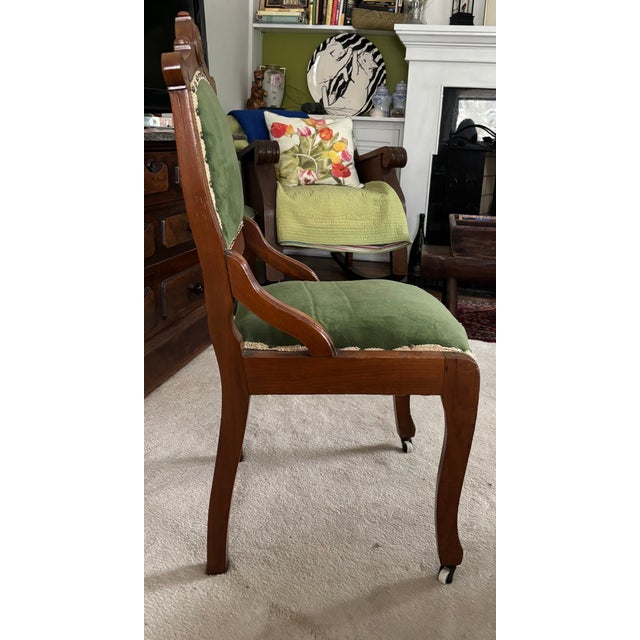 English Late 19th Century Walnut Carved and Upholstered Side Chairs For Sale - Image 3 of 4