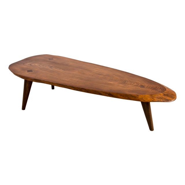 Brutalist Oak Slab Coffee Table, Central Europe, 1960s For Sale