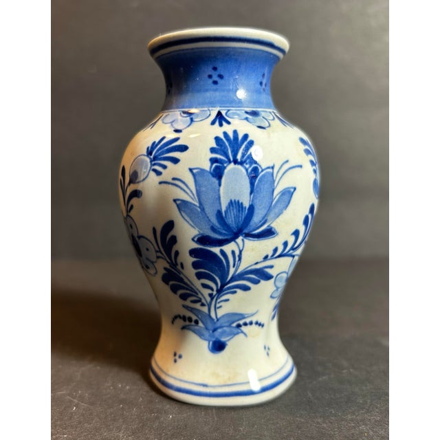 Vintage Group of Three Small Blue & White Delft Pottery Bud Vases For Sale - Image 9 of 11