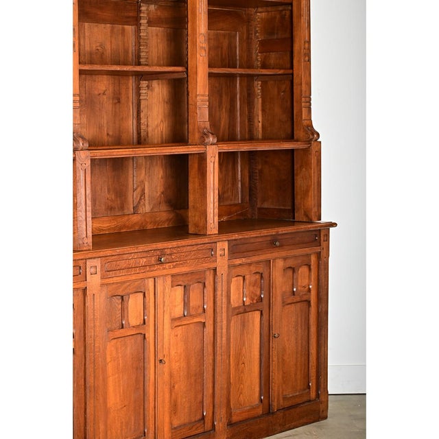 Brown French Mid 20th Century Oak Bibliotheque For Sale - Image 8 of 13
