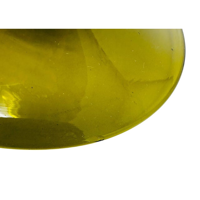 Vintage 1960s Large Italian Empoli Olive Green Glass Circus Tent Lidded Compote For Sale - Image 12 of 13