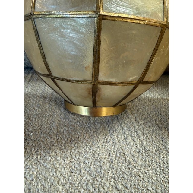 Pair of Capiz Shell and Brass Wall Sconces Small, 1970s For Sale - Image 4 of 9