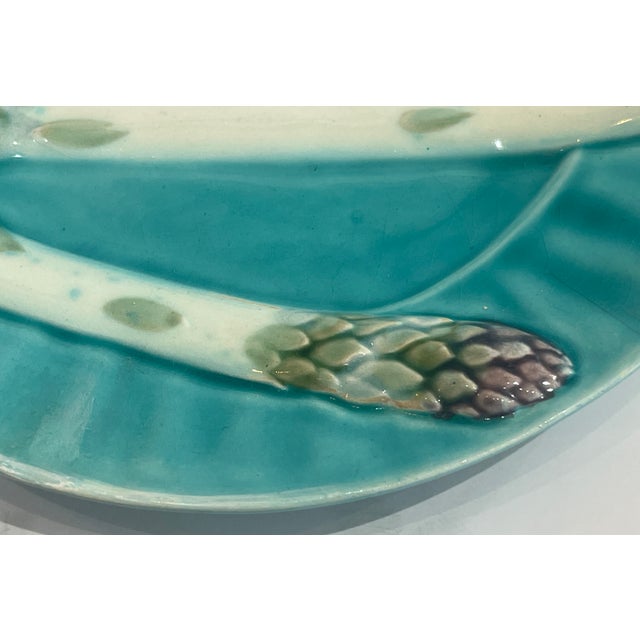 Luneville Late 19th Century French Majolica Asparagus Plate by Luneville For Sale - Image 4 of 11