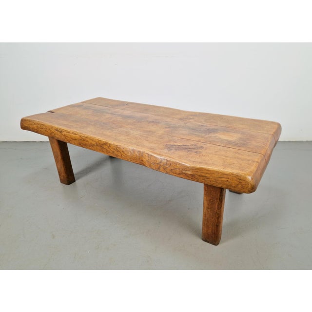 Brown Mid-Century Brutalist Coffee Table in Oak, Spain, 1960s For Sale - Image 8 of 12