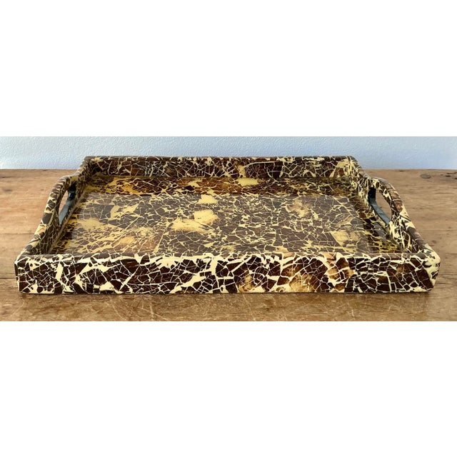 Late 20th Century Vintage Boho Lacquered Coconut Shell Tray For Sale - Image 5 of 9