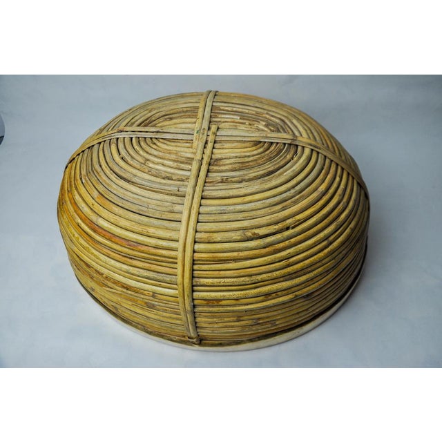 Brown Rattan and Brass Book Holder Basket, Italy, 1970s For Sale - Image 8 of 9