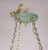 Celadon Vintage Tole Umbrella-Shaped Metal Chandelier — Sage Green and Gold Leaf For Sale - Image 8 of 12
