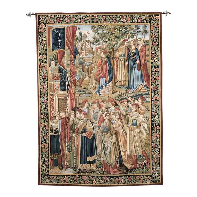 Medieval Trumpeters Handwoven Tapestry - 208 X 150 Cm (6'10" X 4'11") - Requires Rod Size 4 For Sale