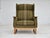 1970s, Danish wingback chair. Original very good condition: no smells and no stains. Green furniture wool, oak wood....