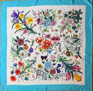 Gucci Flowers and Insects Silk Scarf 1990
