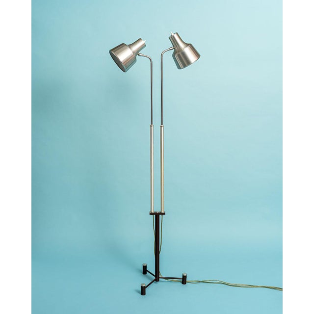 Silver Floor Lamp with Two Spotlights, Denmark, 1970s For Sale - Image 8 of 8