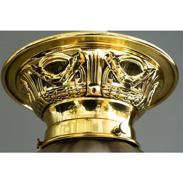 Gold Art Deco Ceiling Lamp, Vienna, Austria, 1920s For Sale - Image 8 of 9