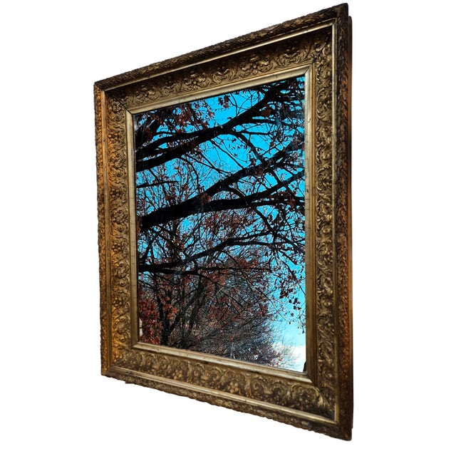 Antique Italian Gilt Wood Mirror with Carved Frame, Late 19th Century For Sale - Image 4 of 15