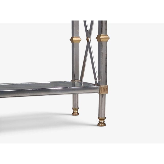 Maison Jansen Style, Neoclassical Console Table, Chrome, Brass, France, 1970s For Sale - Image 13 of 15