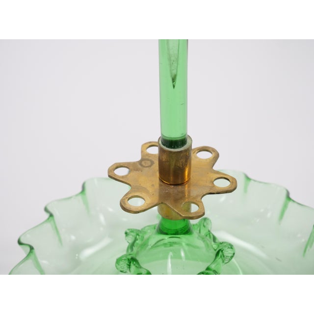 19th Century Victorian Style Italian Glass / Brass Epergne Centerpiece Vase For Sale - Image 17 of 18