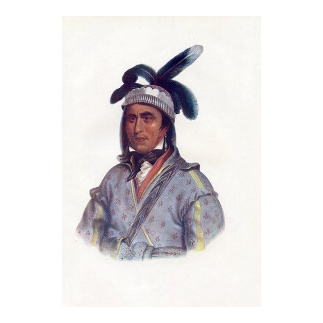 1933, North American Indian Portrait, a Creek Chief, Original Vintage Native American Color Print For Sale