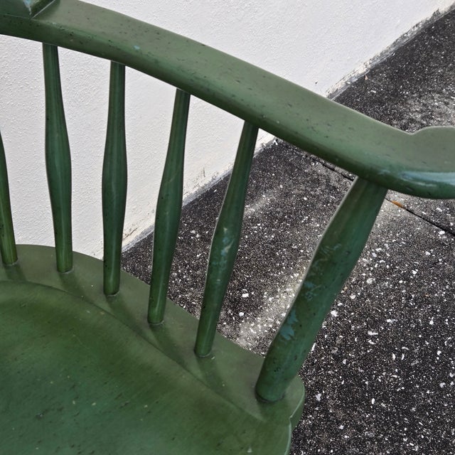 1960s Vintage Windsor Writing Chair by Barnard & Simonds Co. In Green For Sale - Image 9 of 15