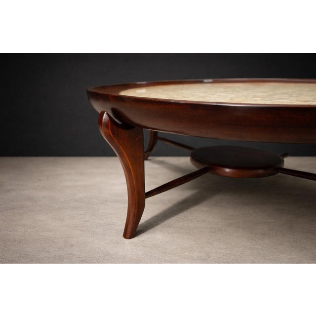 Giuseppe Scapinelli Maracanã Coffee Table in Rosewood & Travertine, Giuseppe Scapinelli, 1950s For Sale - Image 4 of 13