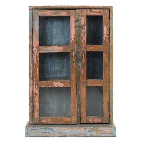 Showcase Cabinet in Patinated Solid Wood For Sale - Image 10 of 10