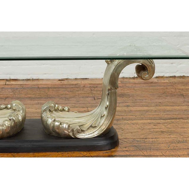 Metal Silver Waves Contemporary Bronze Coffee Table Base For Sale - Image 7 of 11