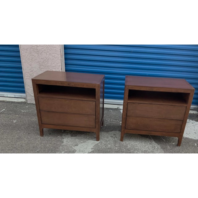 Modern Style Alder Nightstands in Walnut Finish - a Pair For Sale - Image 4 of 4