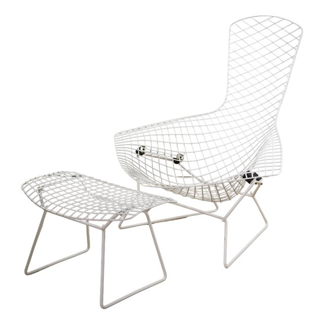 Set of Bird Chair with Ottoman by Harry Bertoia for Knoll International, 1980s For Sale