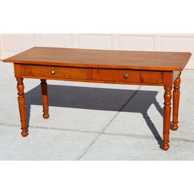 Farmhouse Antique Early 20th Century Solid Wood Writing Table / Farmhouse Console Desk, Circa 1900–1920 For Sale - Image 3 of 17