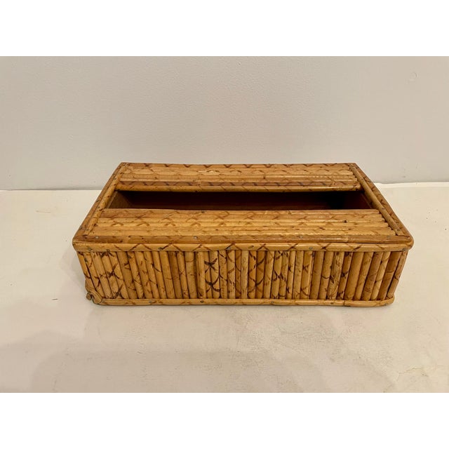 Tan Wicker Bamboo Tissue Box Cover Holder in the Crespi Style For Sale - Image 8 of 8