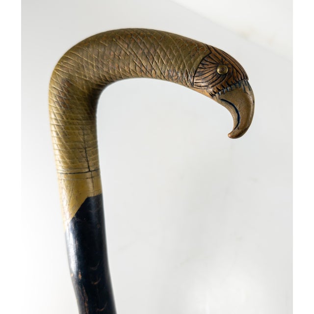 American 19th Century American Folk Art Carved Bird Eagle Head Cane or Walking Stick For Sale - Image 3 of 18