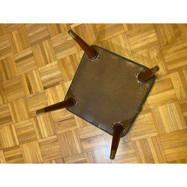 Mid-Century Modern Teal Vinyl Footstool For Sale - Image 4 of 6
