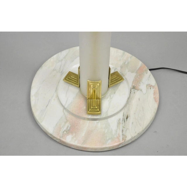Late 20th Century Vintage Postmodern Art Deco Figural Frosted Acrylic & Glass Torchiere Floor Lamp For Sale - Image 5 of 13